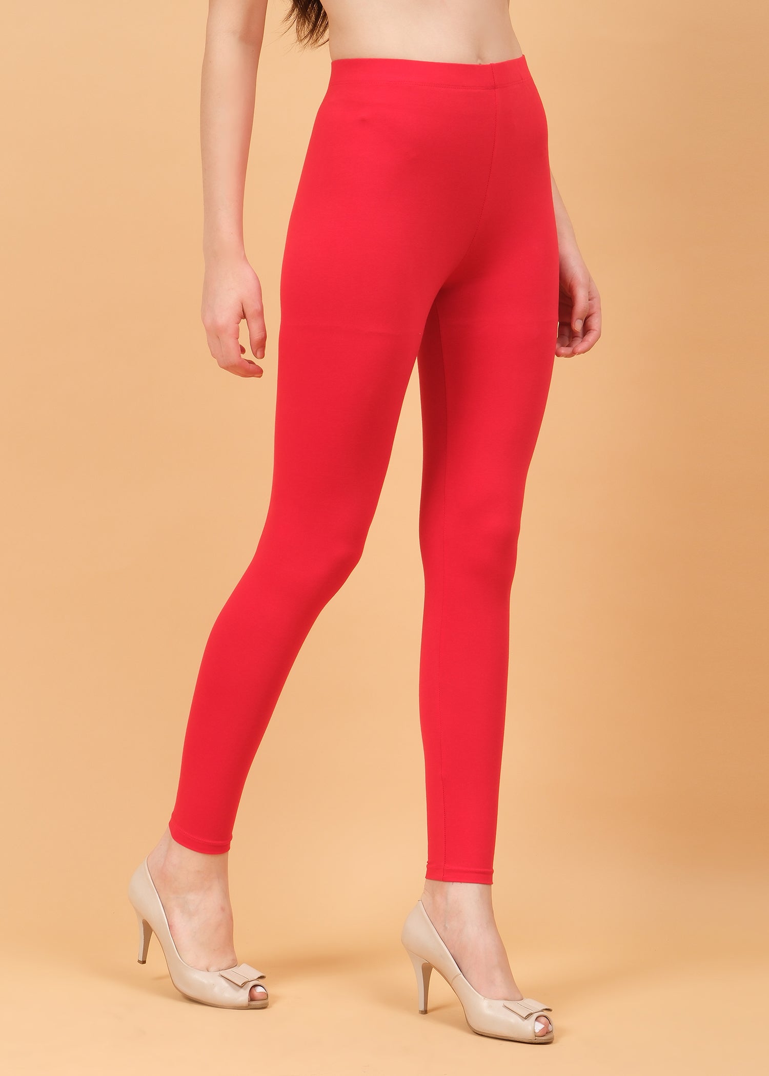 Women Ankle Length Leggings - Red