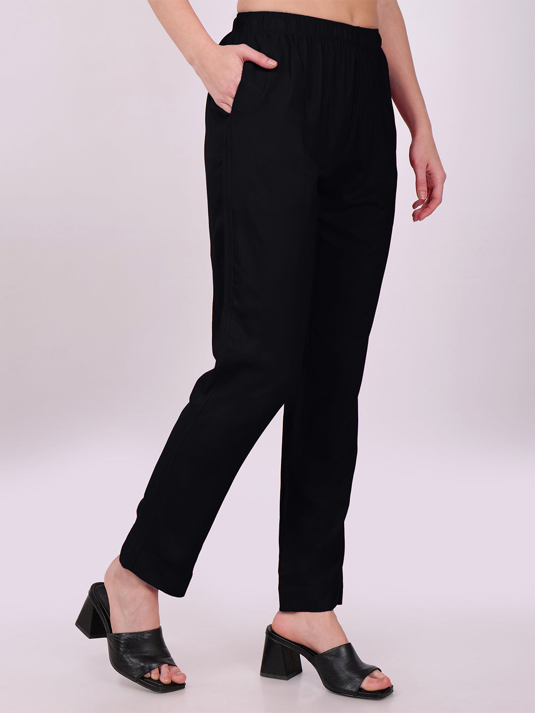 Stylish Women's Rayon Kurti Pants - Black