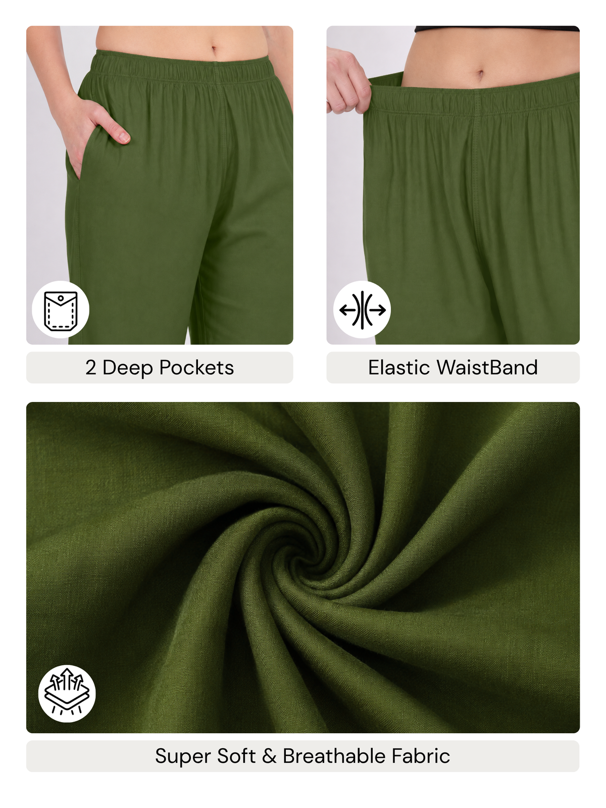 Stylish Women's Rayon Kurti Pants - Olive Green