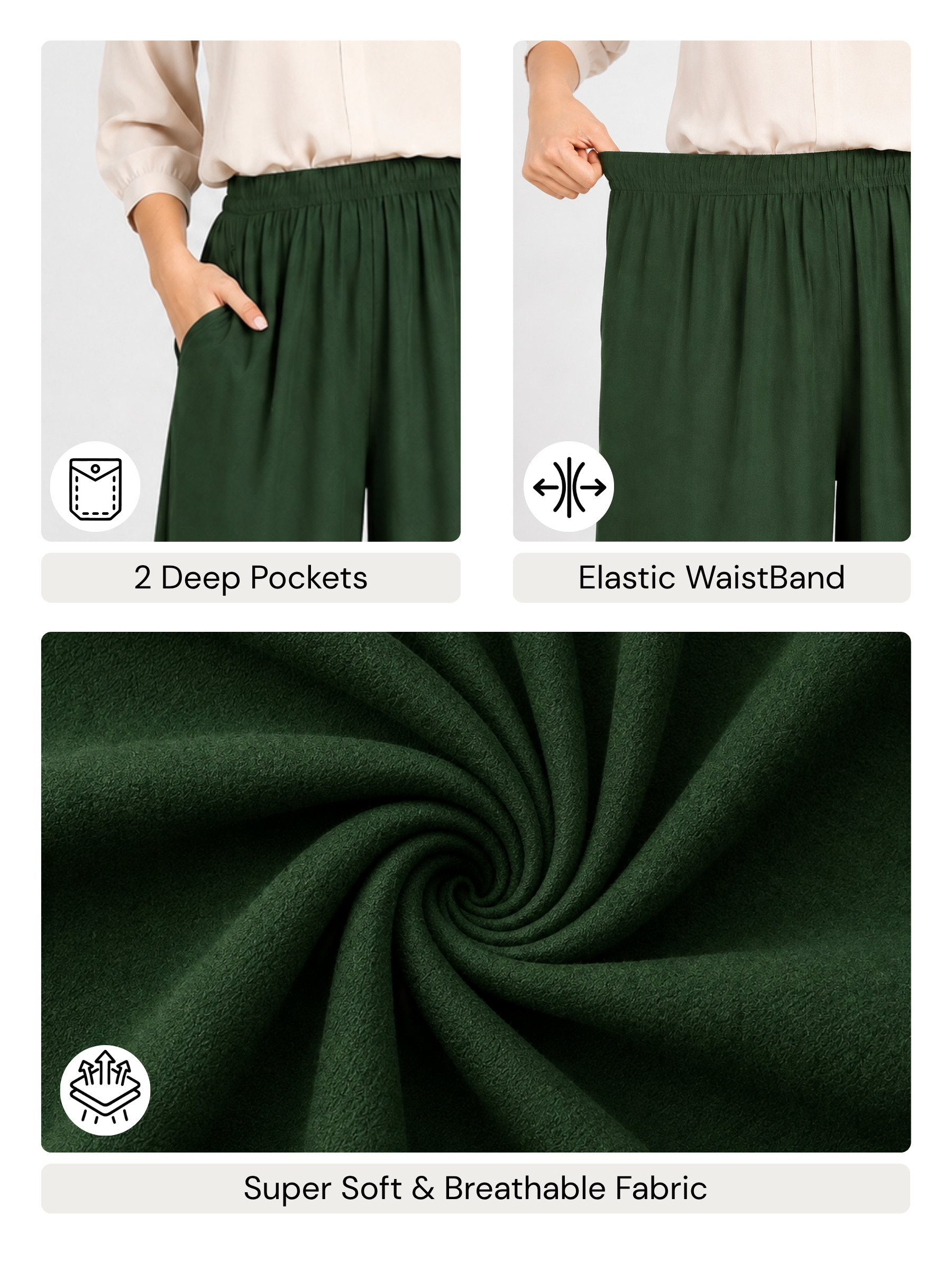 Stylish Women's Palazzo - Bottle Green