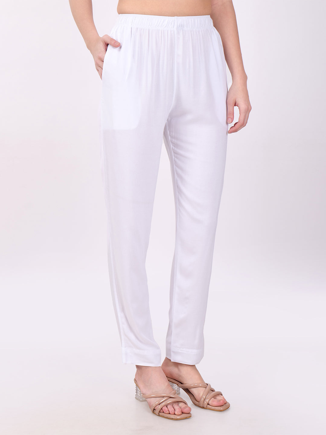 Stylish Women's Rayon Kurti Pants - White