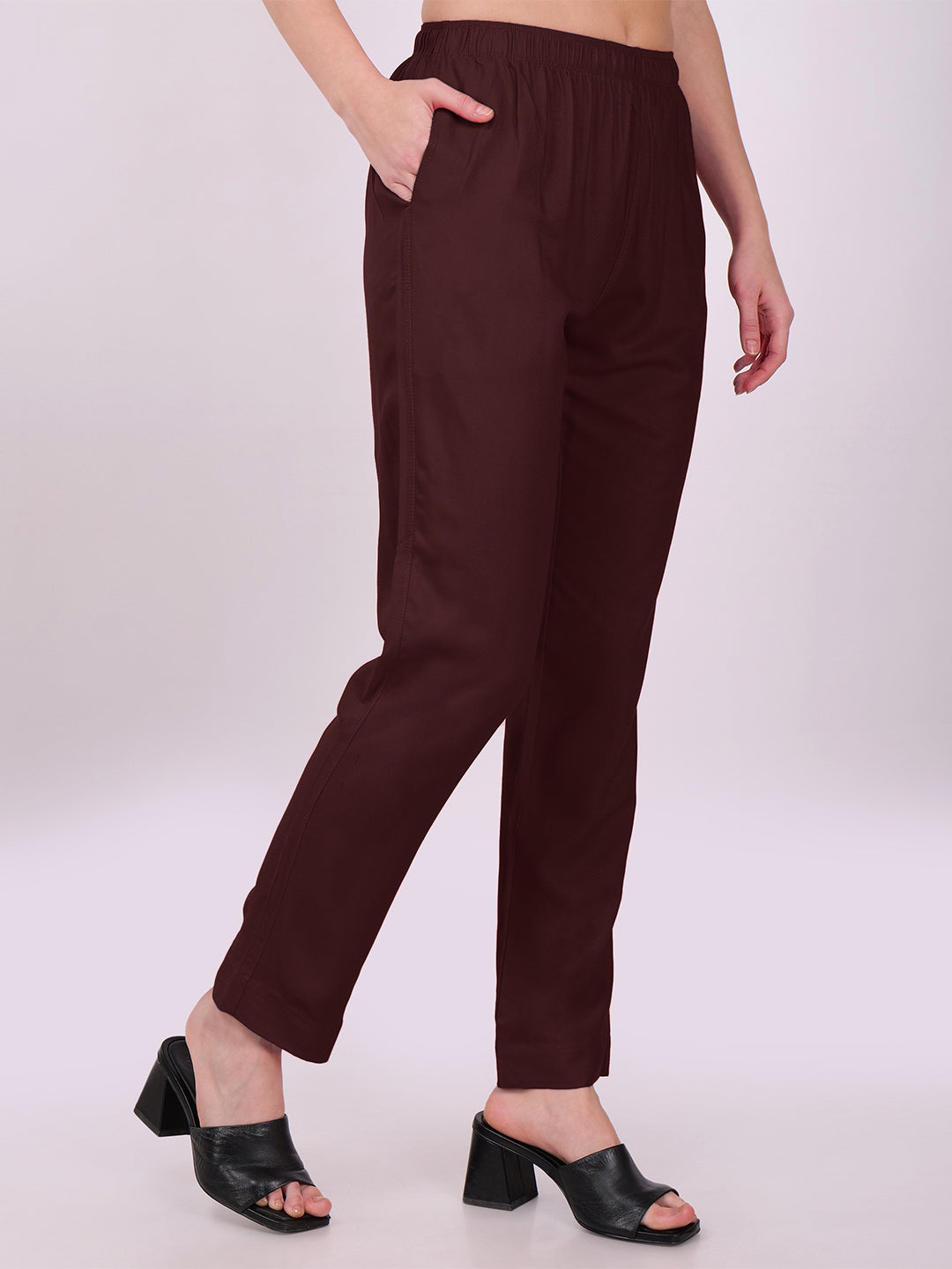 Stylish Women's Rayon Kurti Pants - Coffee Brown