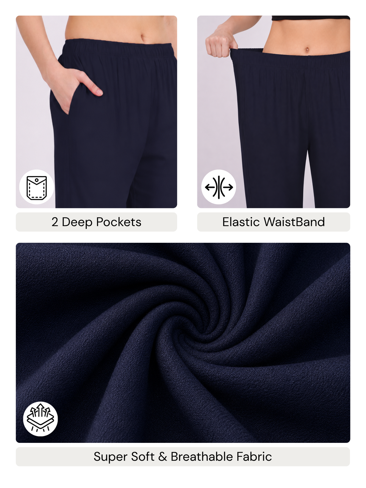 Stylish Women's Rayon Kurti Pants - Navy Blue