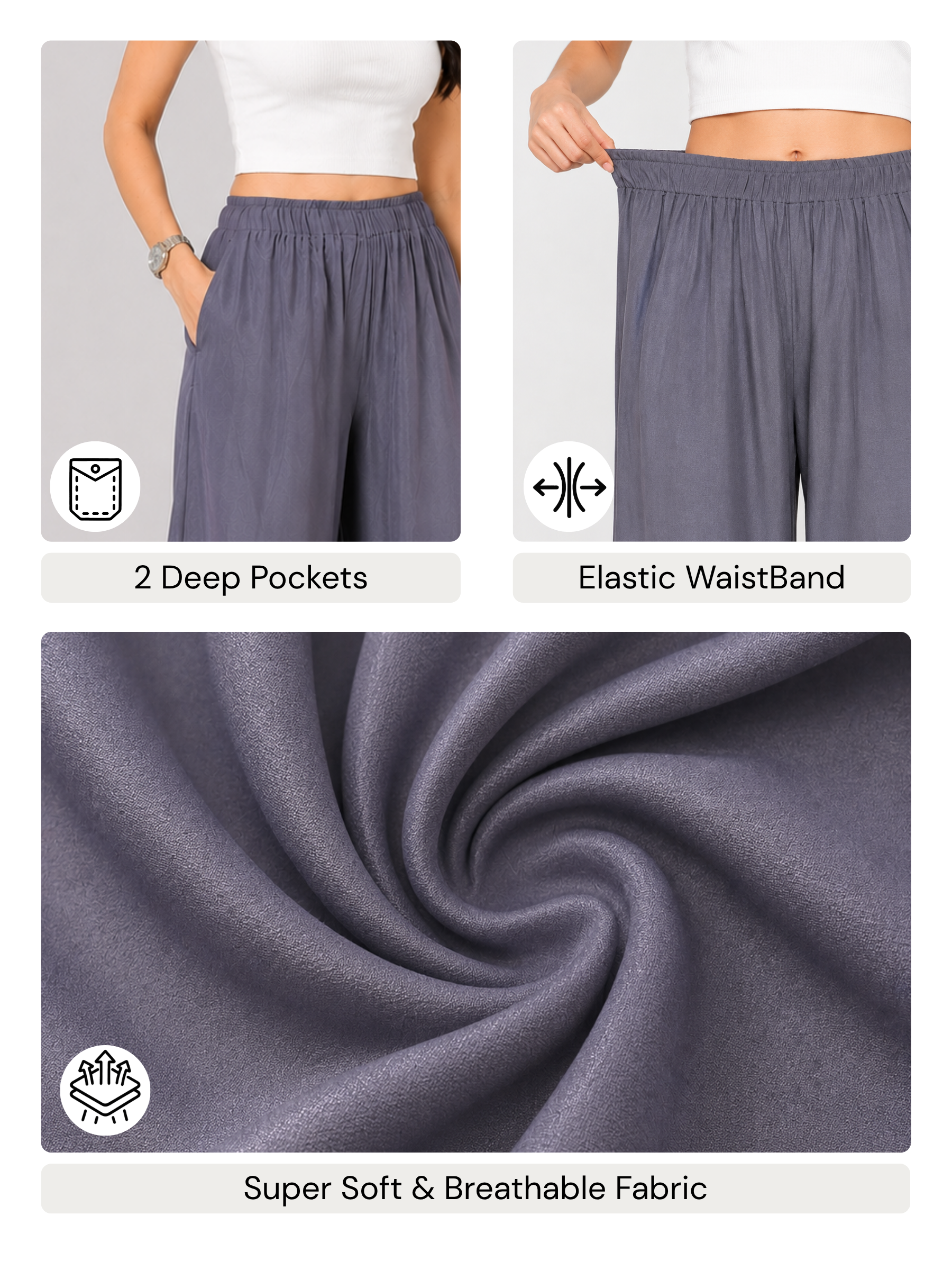 Stylish Women's Palazzo - Grey
