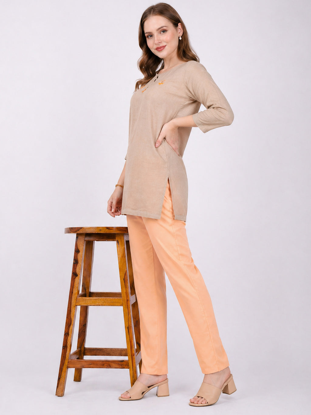 Stylish Women's Rayon Kurti Pants - Peach