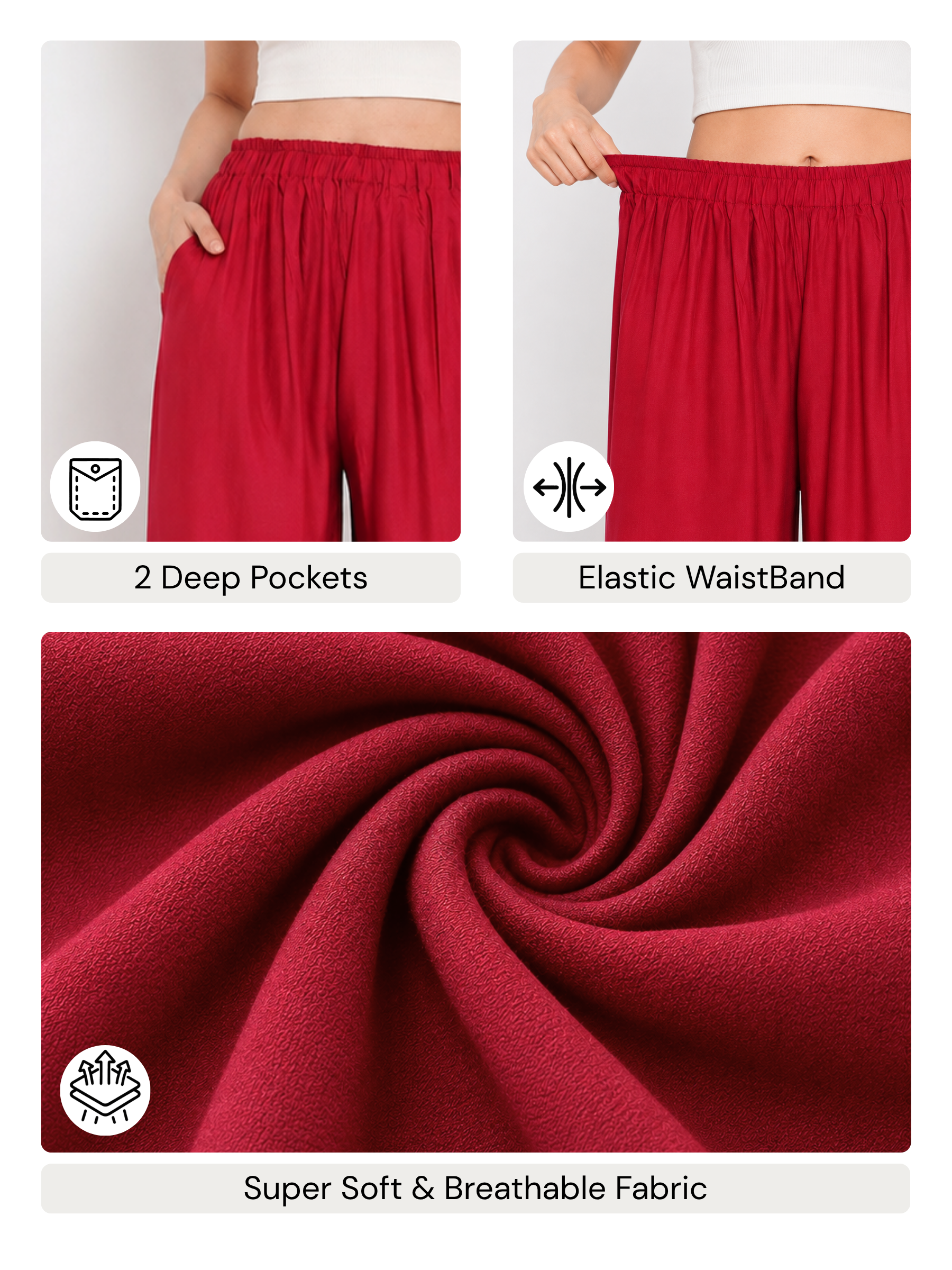 Stylish Women's Palazzo - Maroon