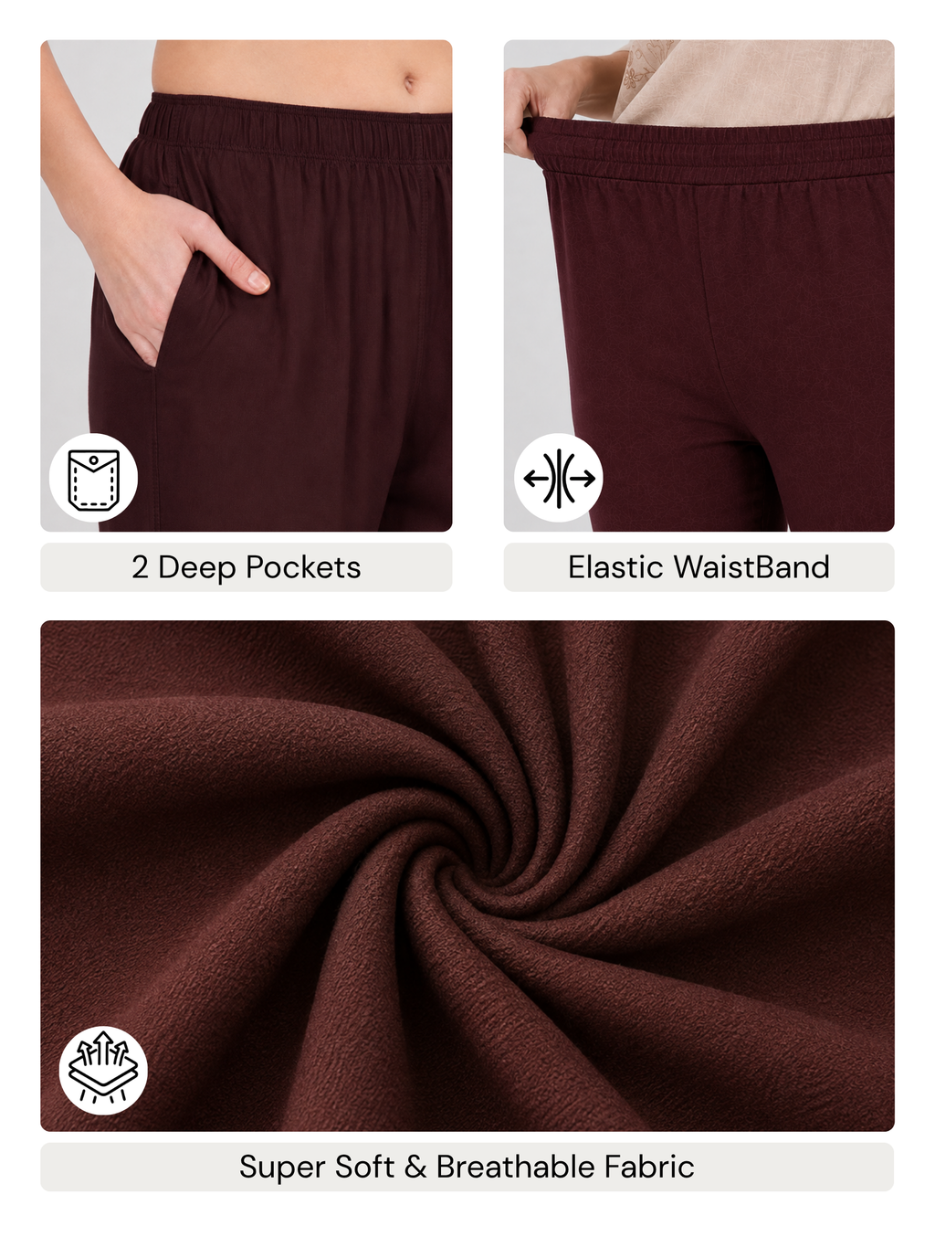 Stylish Women's Rayon Kurti Pants - Coffee Brown