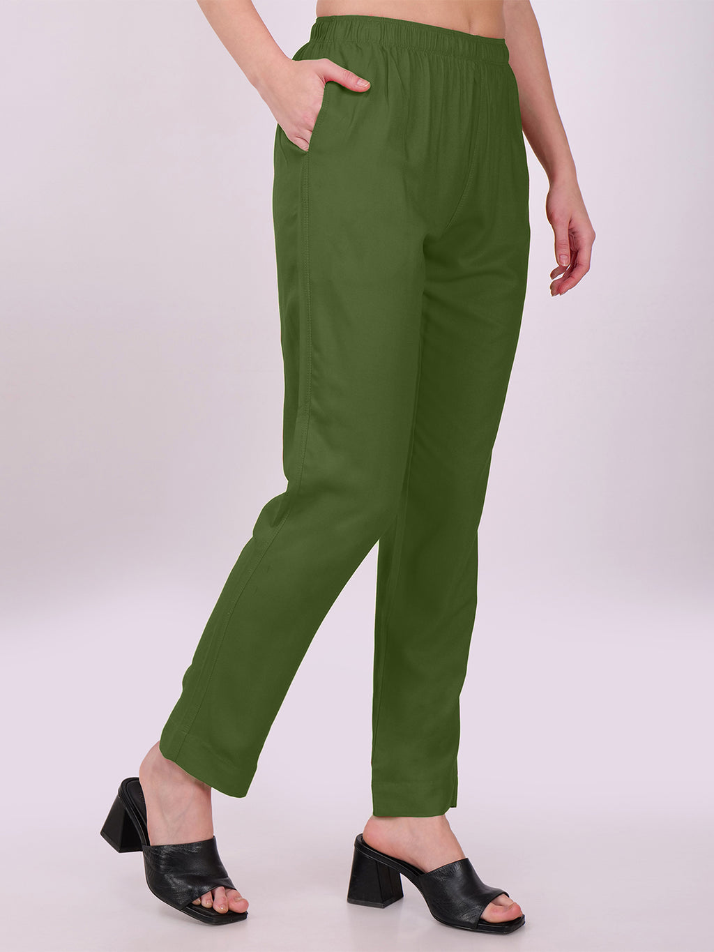 Stylish Women's Rayon Kurti Pants - Olive Green