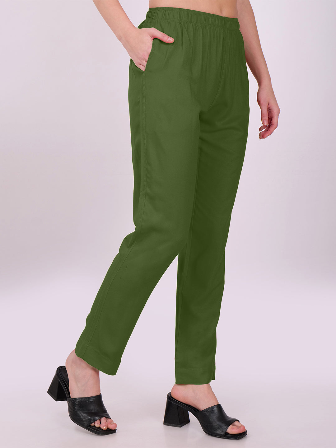 Stylish Women's Rayon Kurti Pants - Olive Green