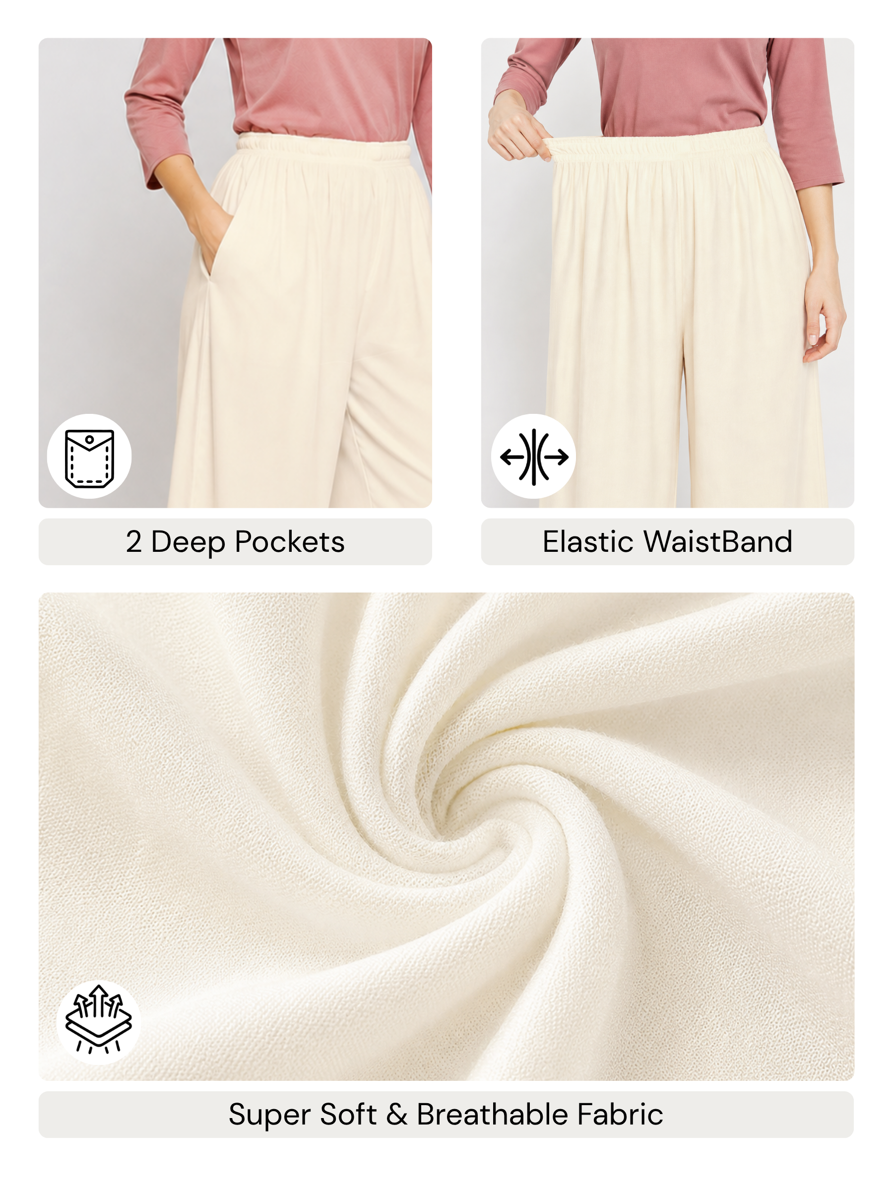 Stylish Women's Palazzo - Off White