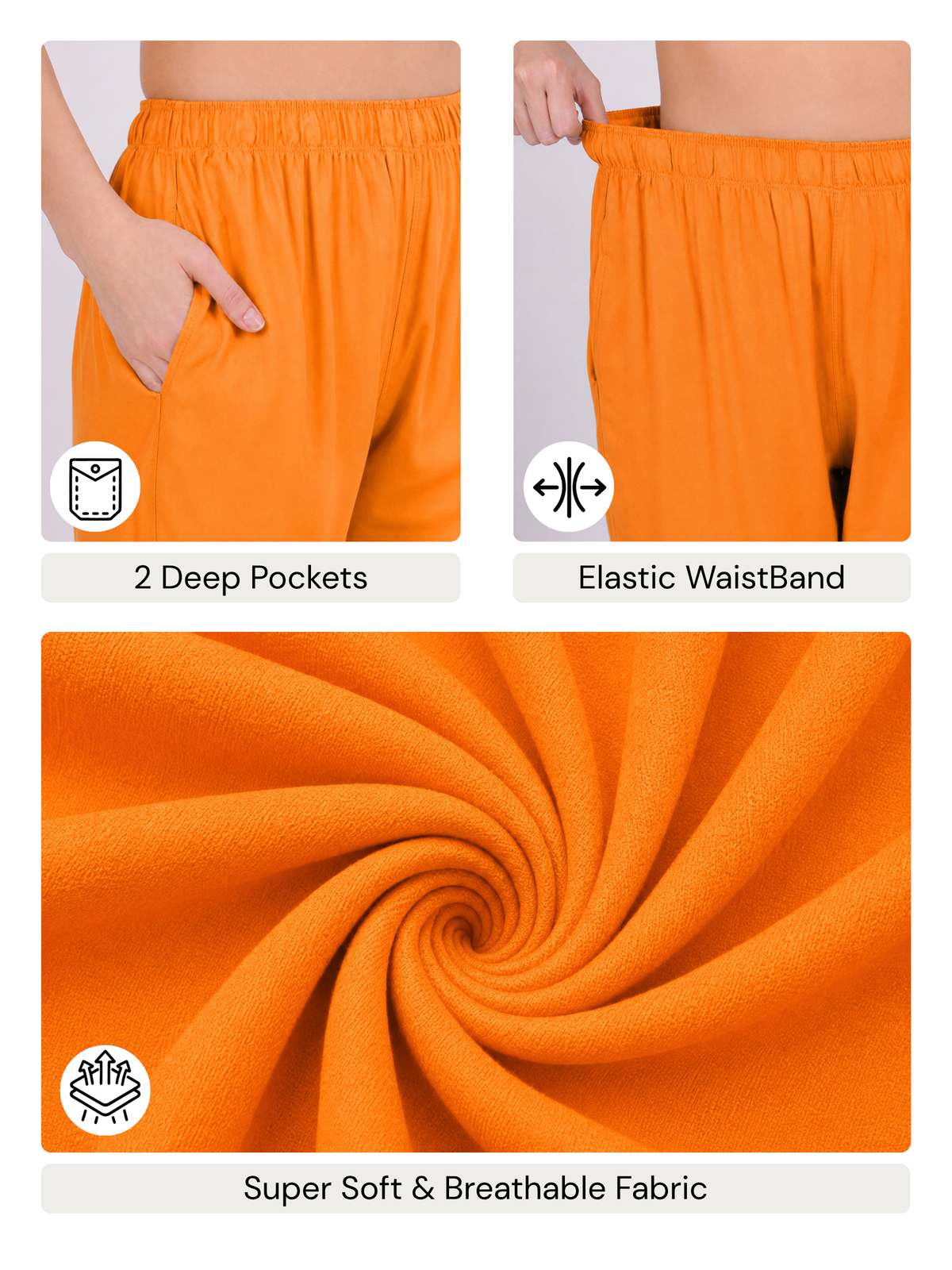 Stylish Women's Rayon Kurti Pants - Orange