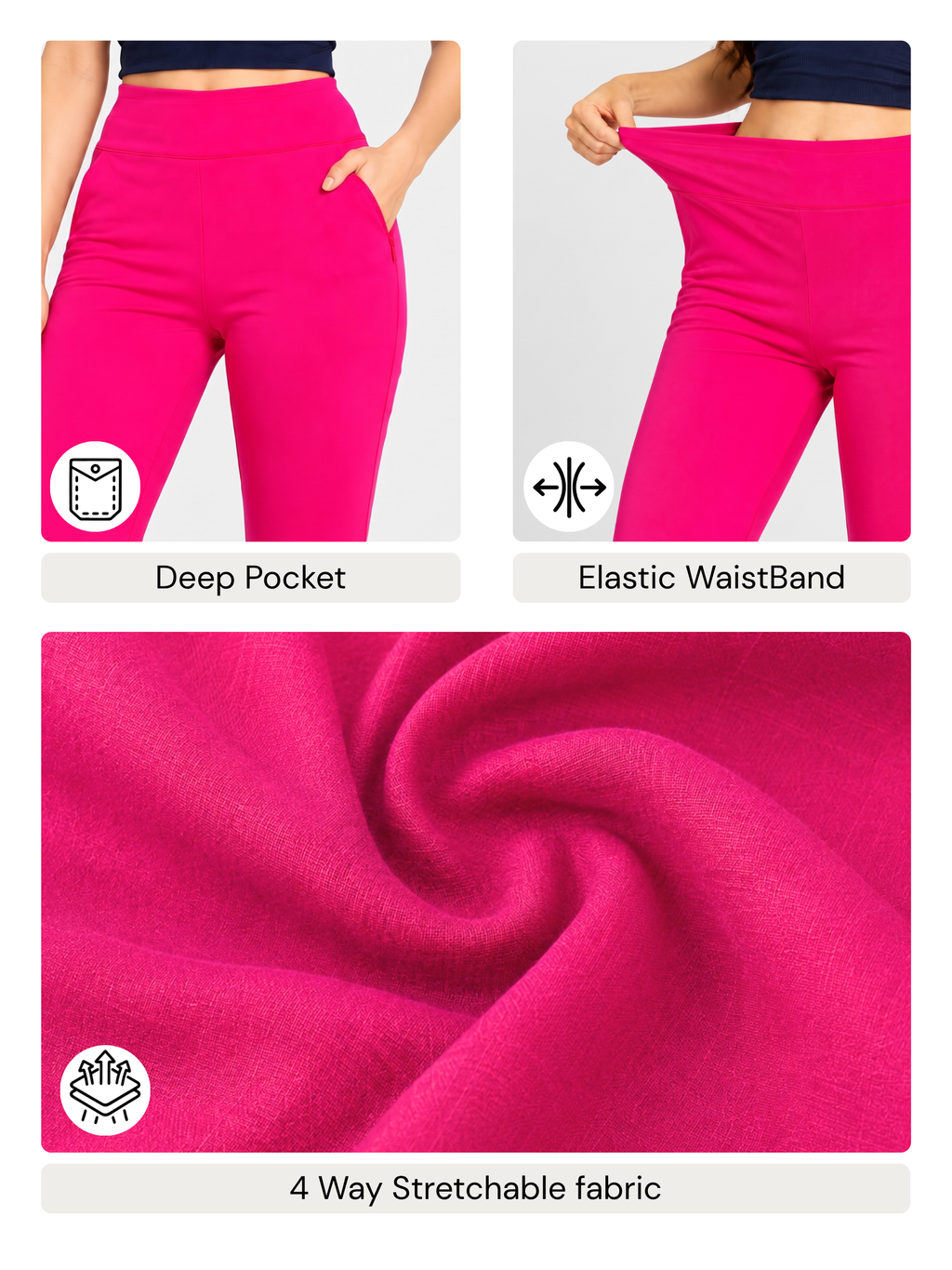 Super Soft Cotton Flared Pants - Magenta