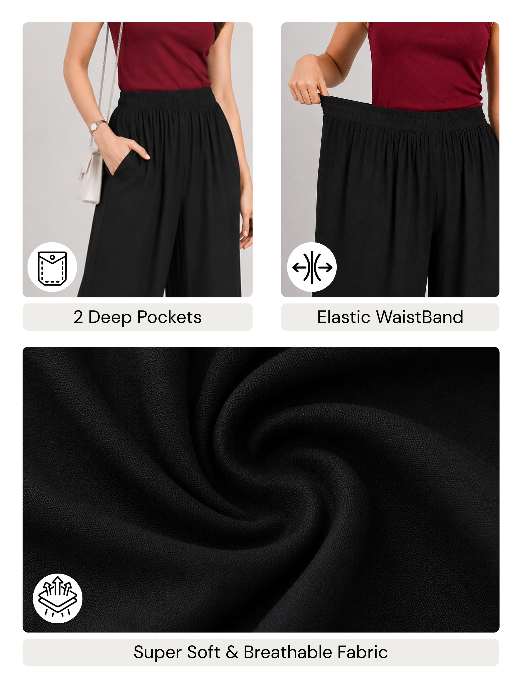 Stylish Women's Palazzo - Black