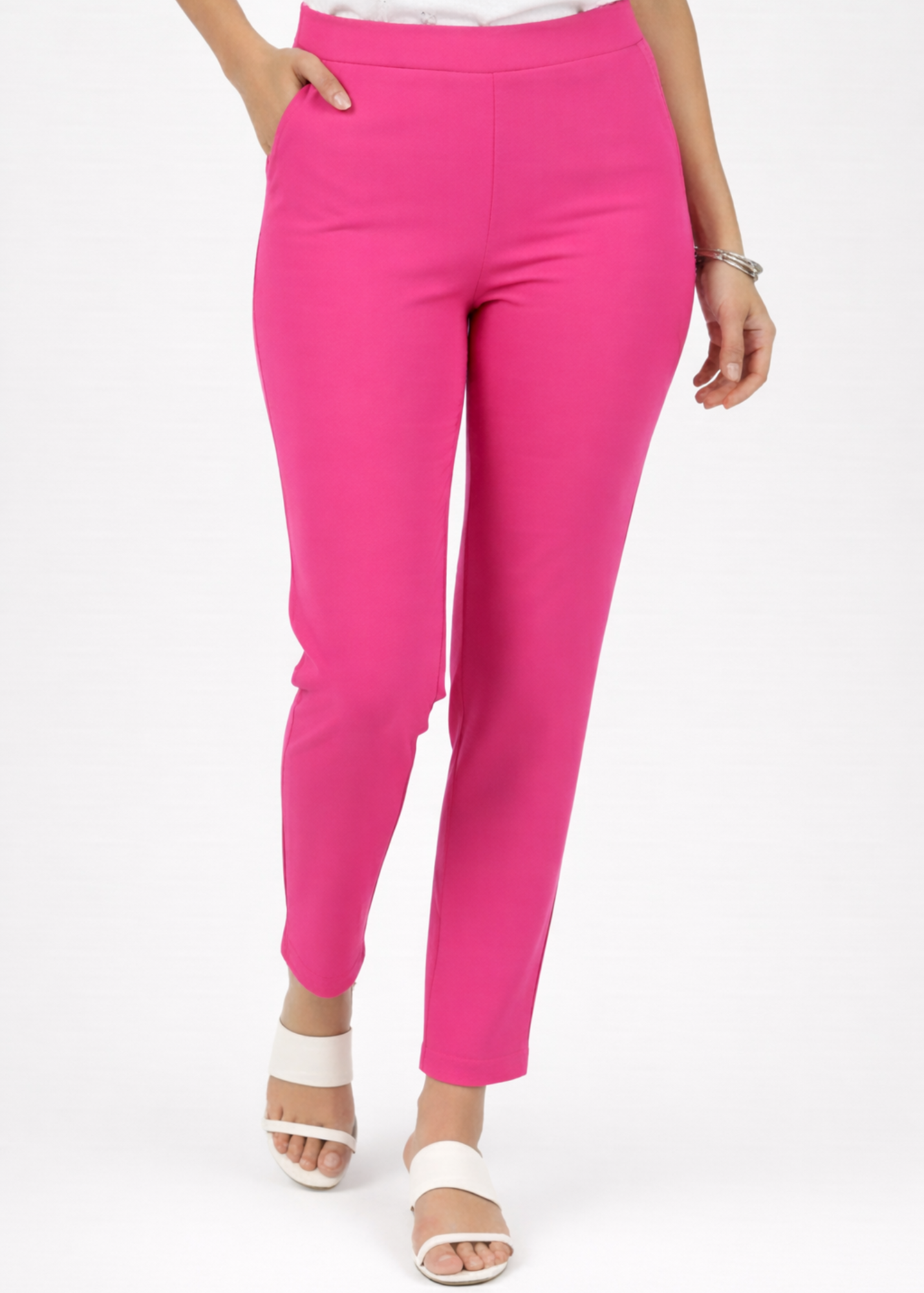 Super Soft Cotton Straight Pants - Magenta