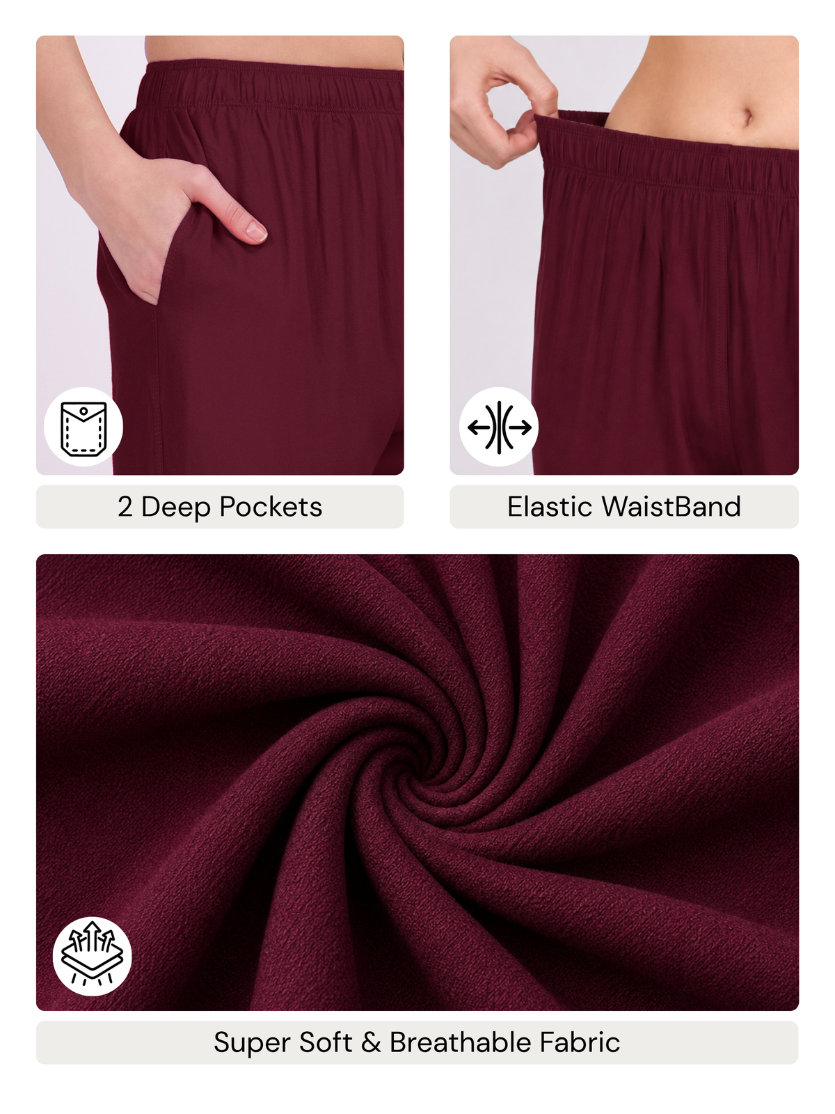 Stylish Women's Rayon Kurti Pants - Wine