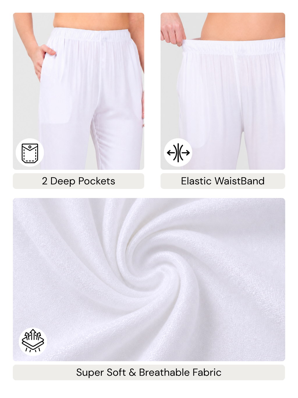 Stylish Women's Rayon Kurti Pants - White