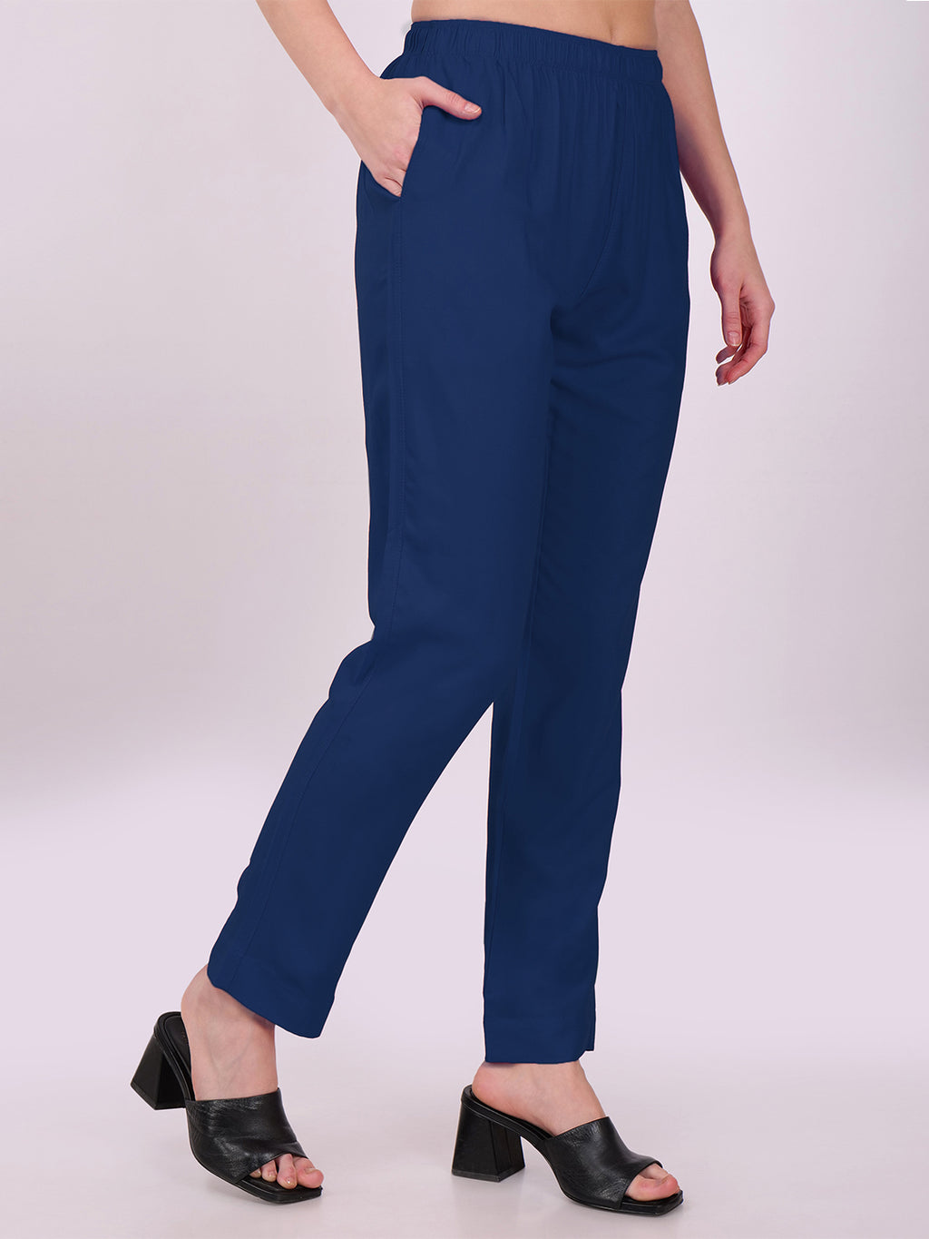 Stylish Women's Rayon Kurti Pants - Petrol Blue