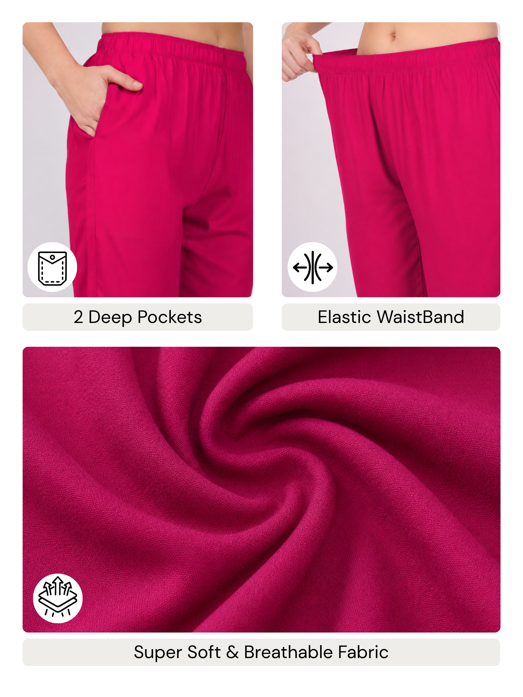 Stylish Women's Rayon Kurti Pants - Magenta