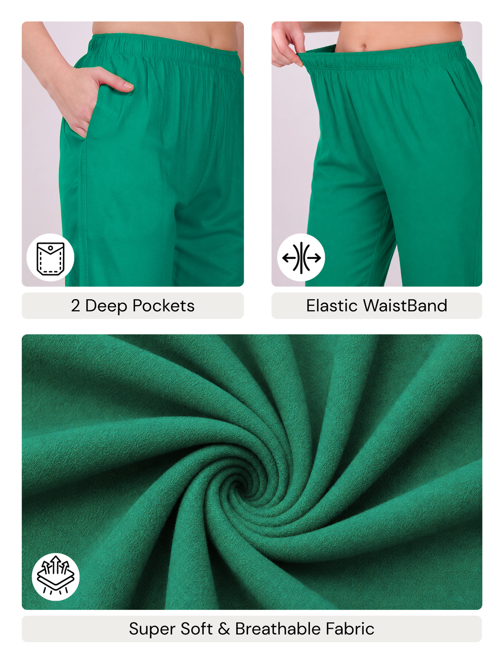 Stylish Women's Rayon Kurti Pants - Sea Green
