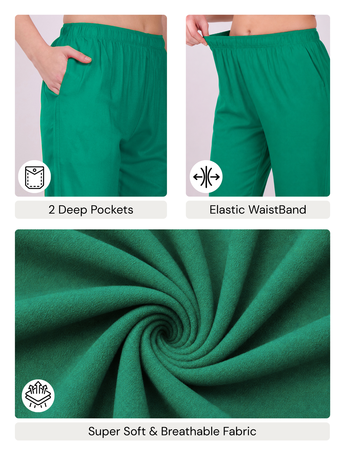 Stylish Women's Rayon Kurti Pants - Sea Green