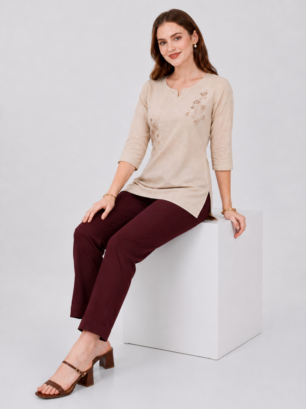 Stylish Women's Rayon Kurti Pants - Coffee Brown