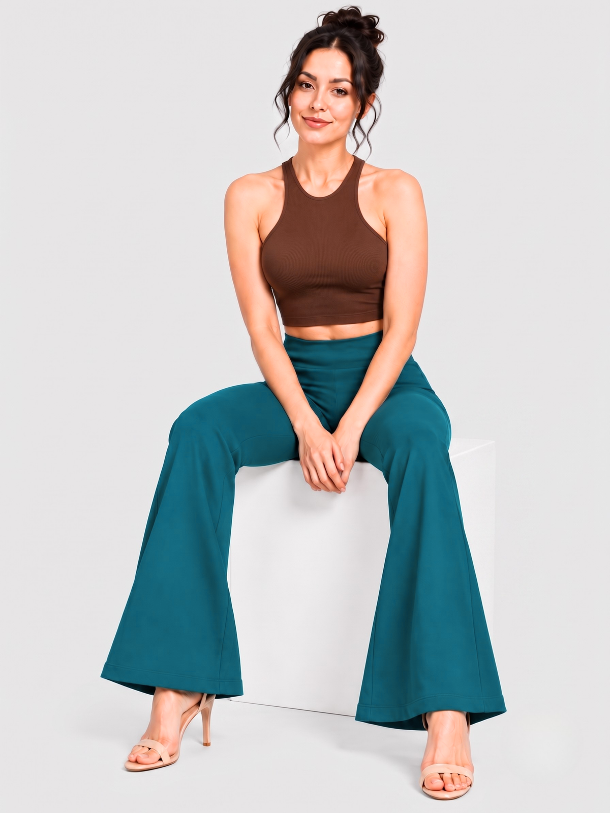 Super Soft Cotton Flared Pants - Teal