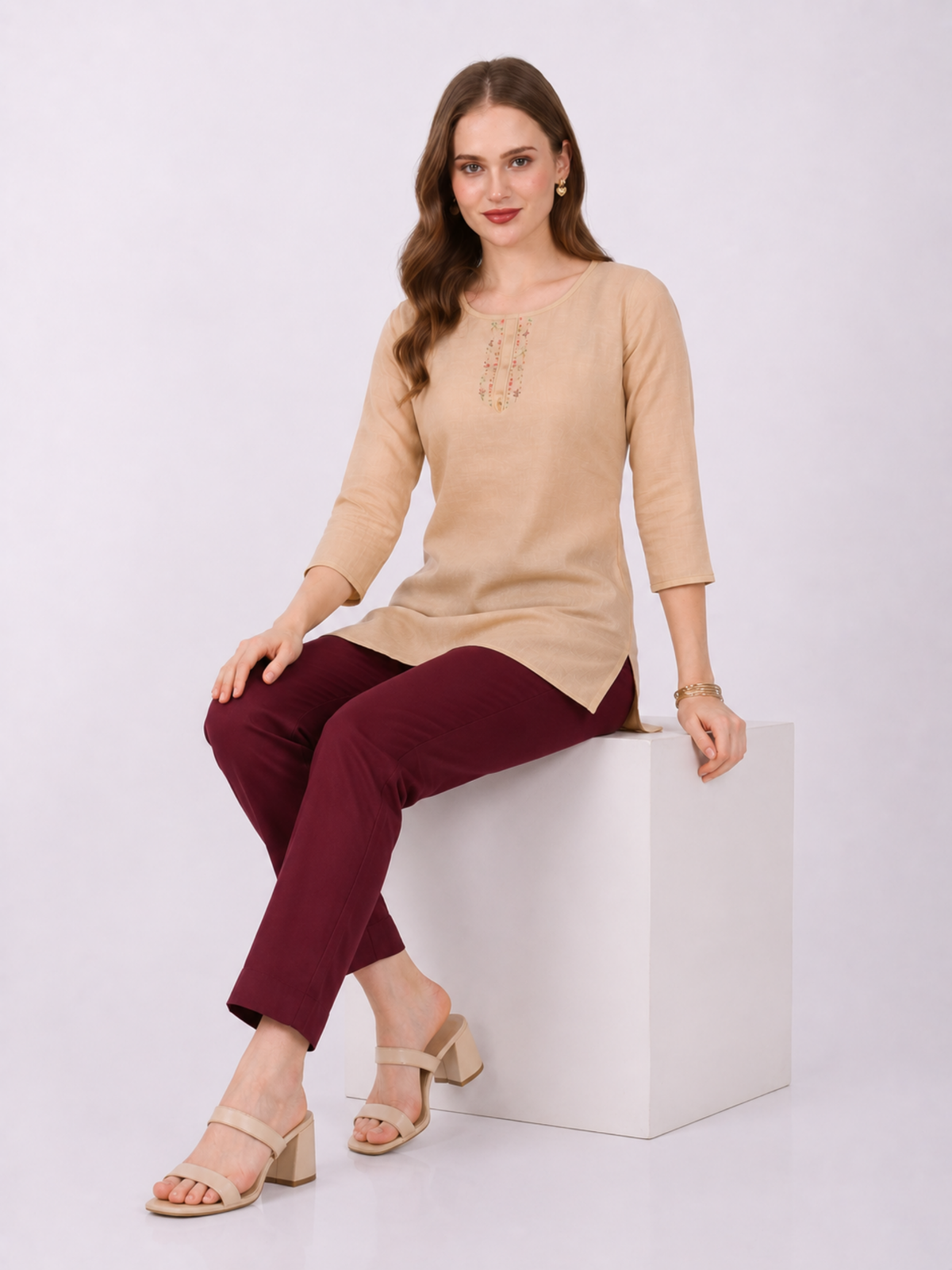 Stylish Women's Rayon Kurti Pants - Wine