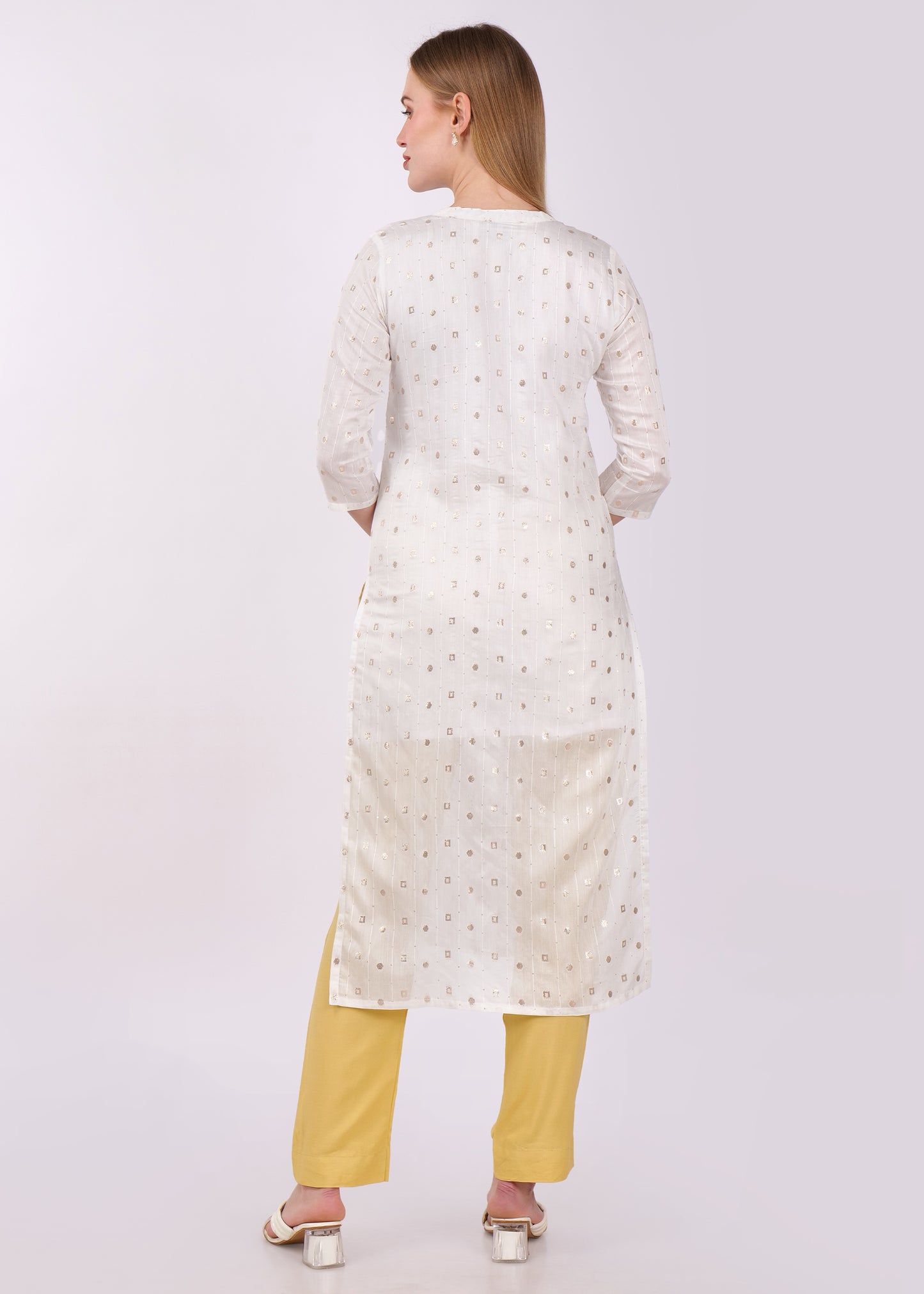 Cotton Kurti 3/4 Sleeves - White