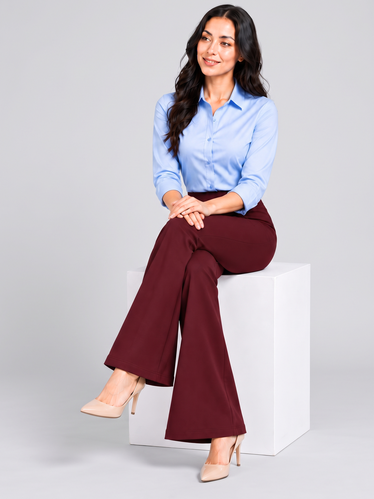 Super Soft Cotton Flared Pants - Wine