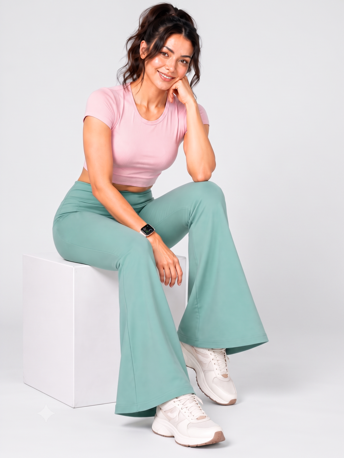 Super Soft Cotton Flared Pants - Pista