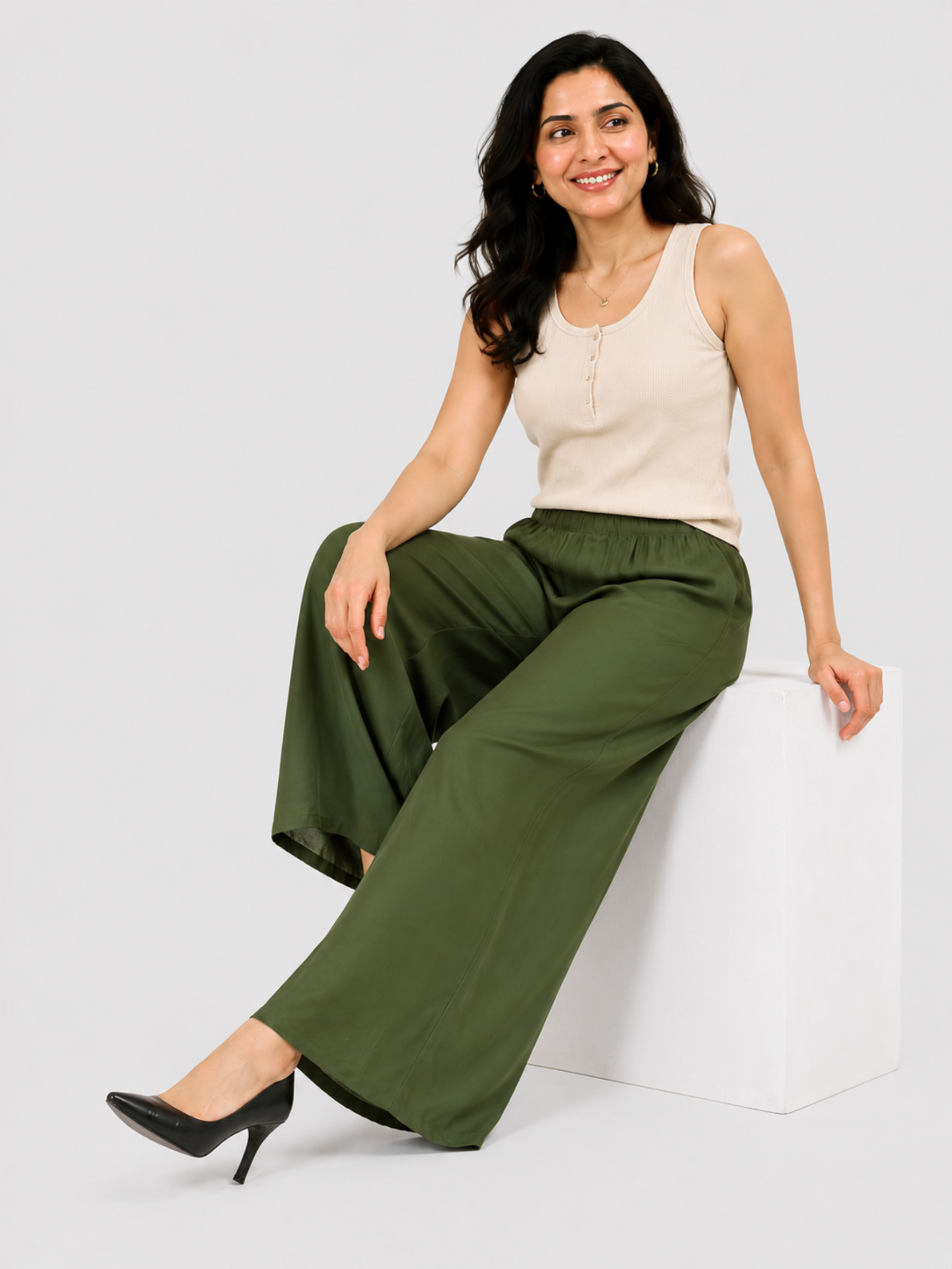 Stylish Women's Palazzo - Olive Green