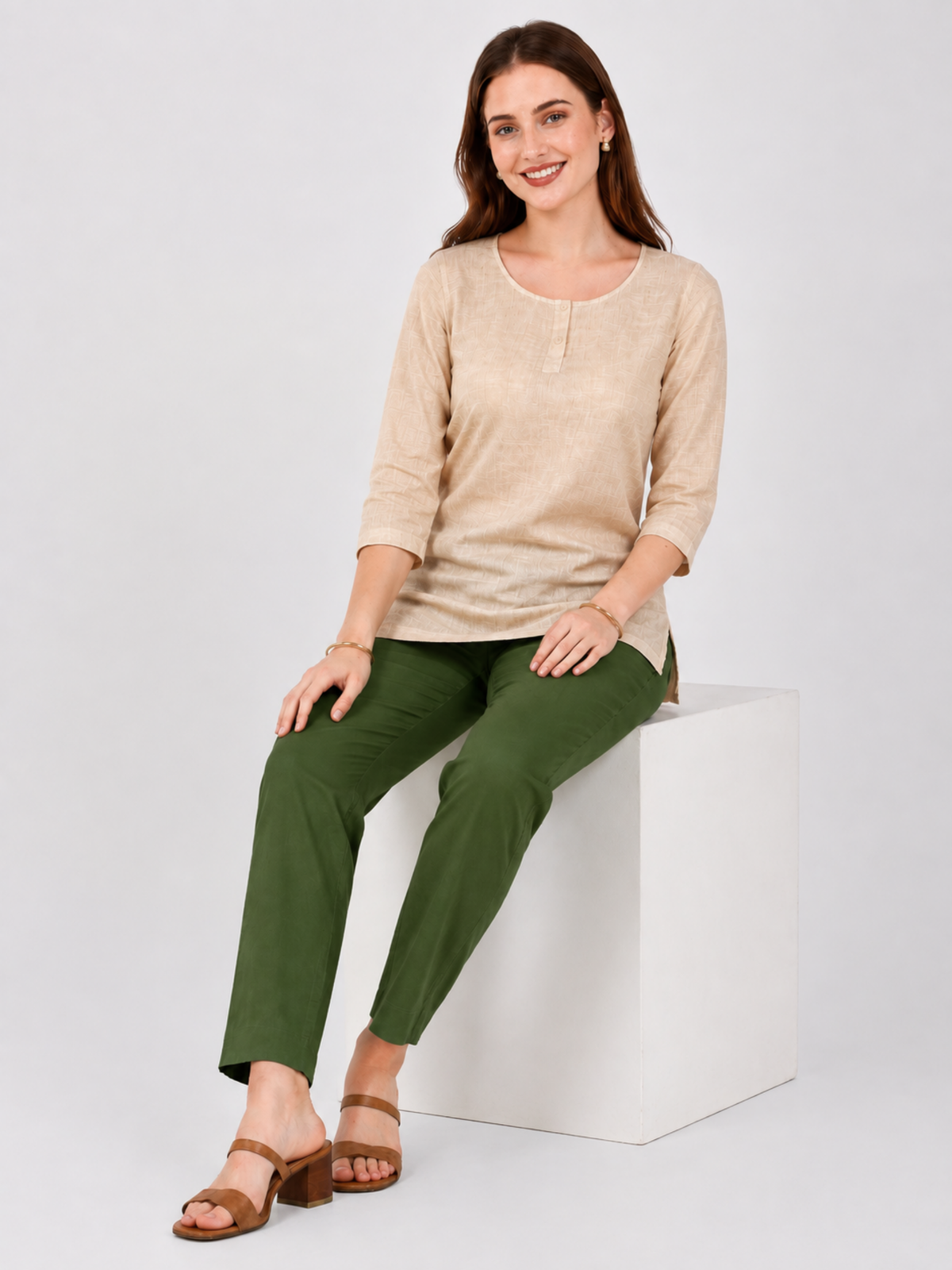 Stylish Women's Rayon Kurti Pants - Olive Green