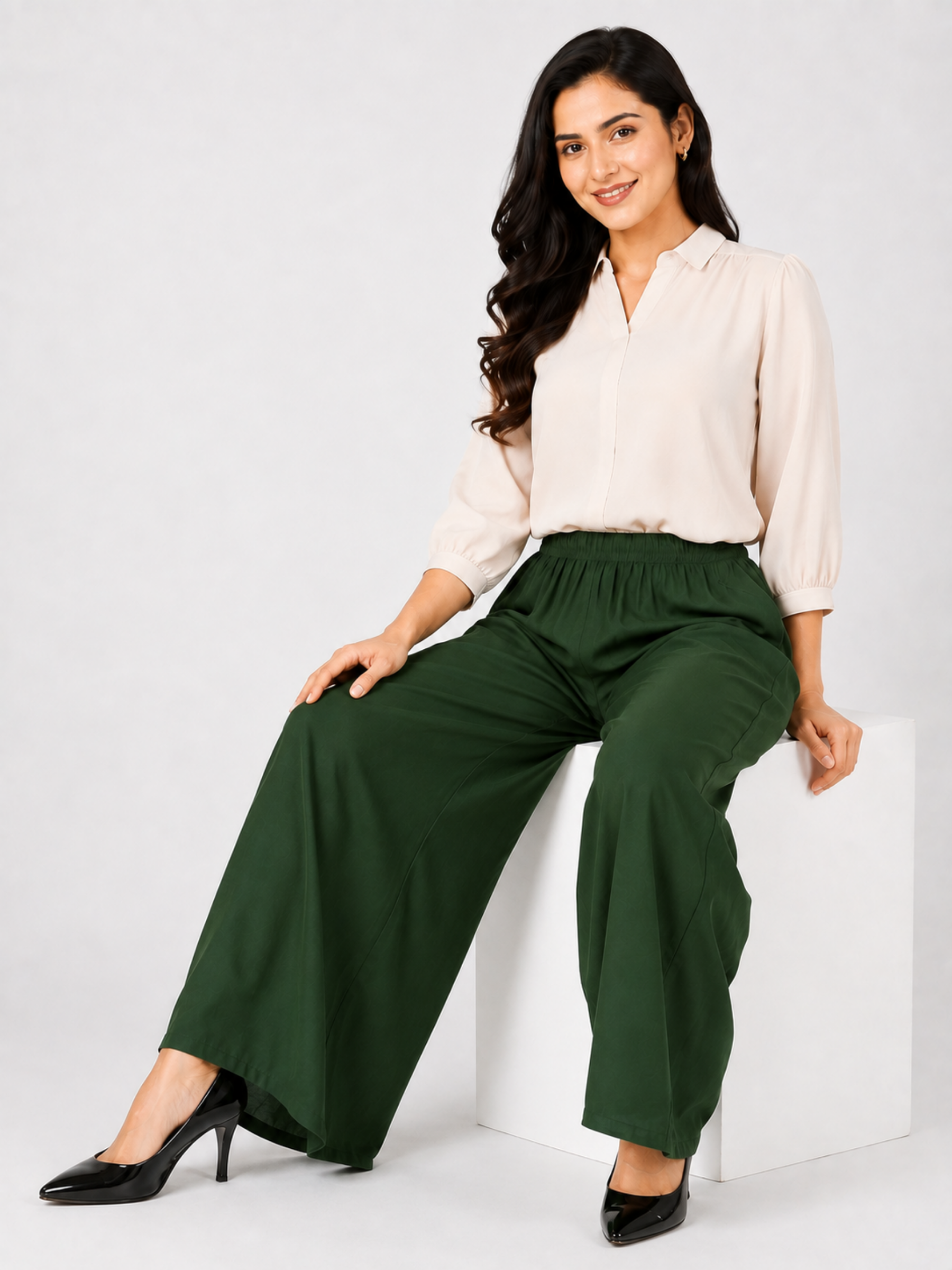 Stylish Women's Palazzo - Bottle Green