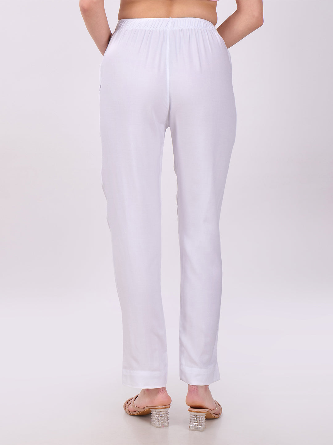 Stylish Women's Rayon Kurti Pants - White