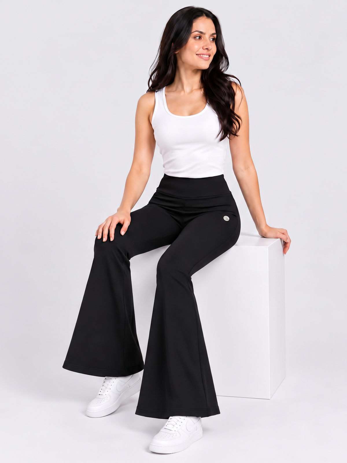Super Soft Cotton Flared Pants - Black