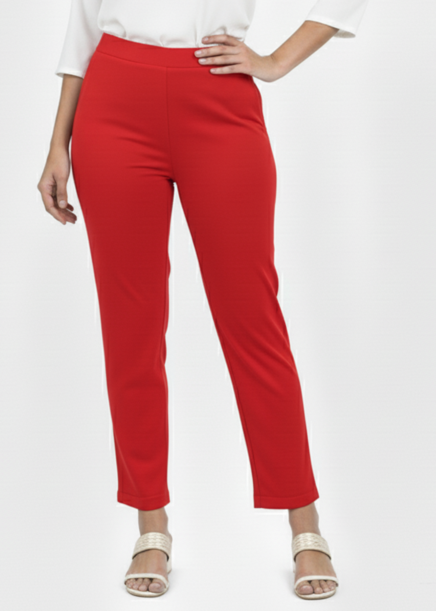 Super Soft Cotton Straight Pants - Red