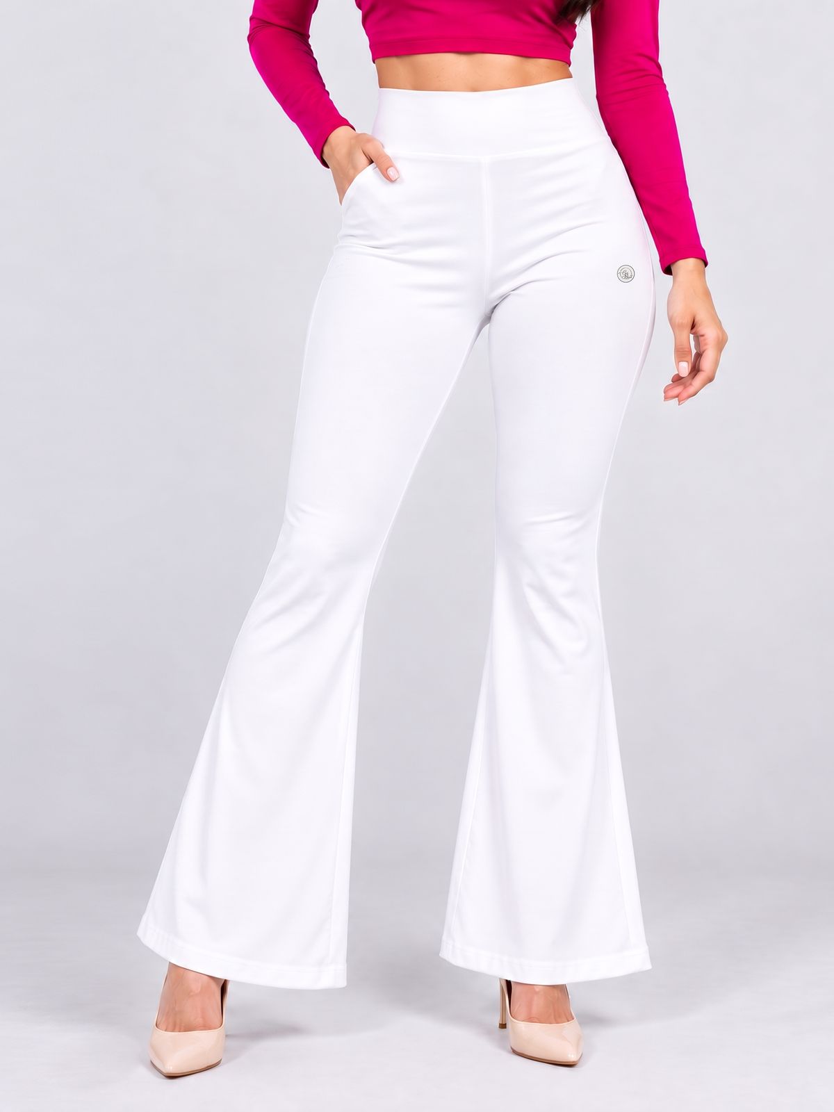 Super Soft Cotton Flared Pants - White