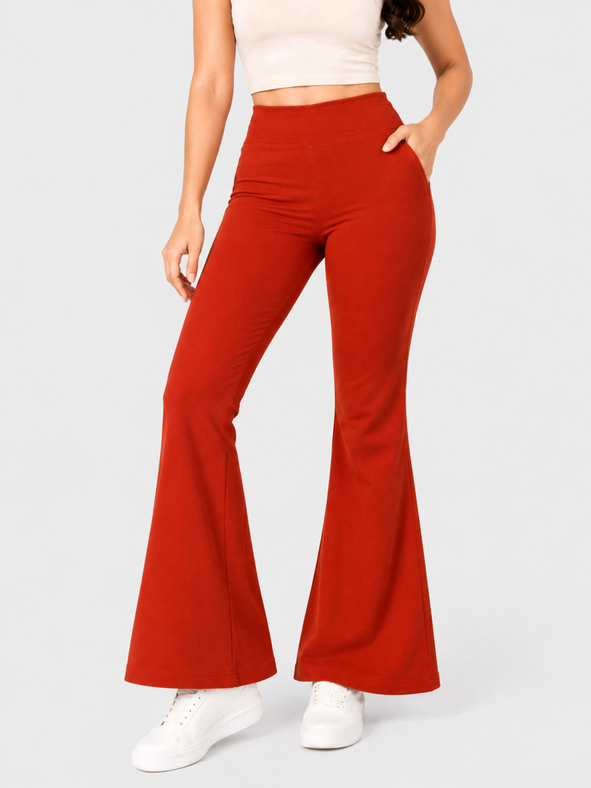 Super Soft Cotton Flared Pants - Rust