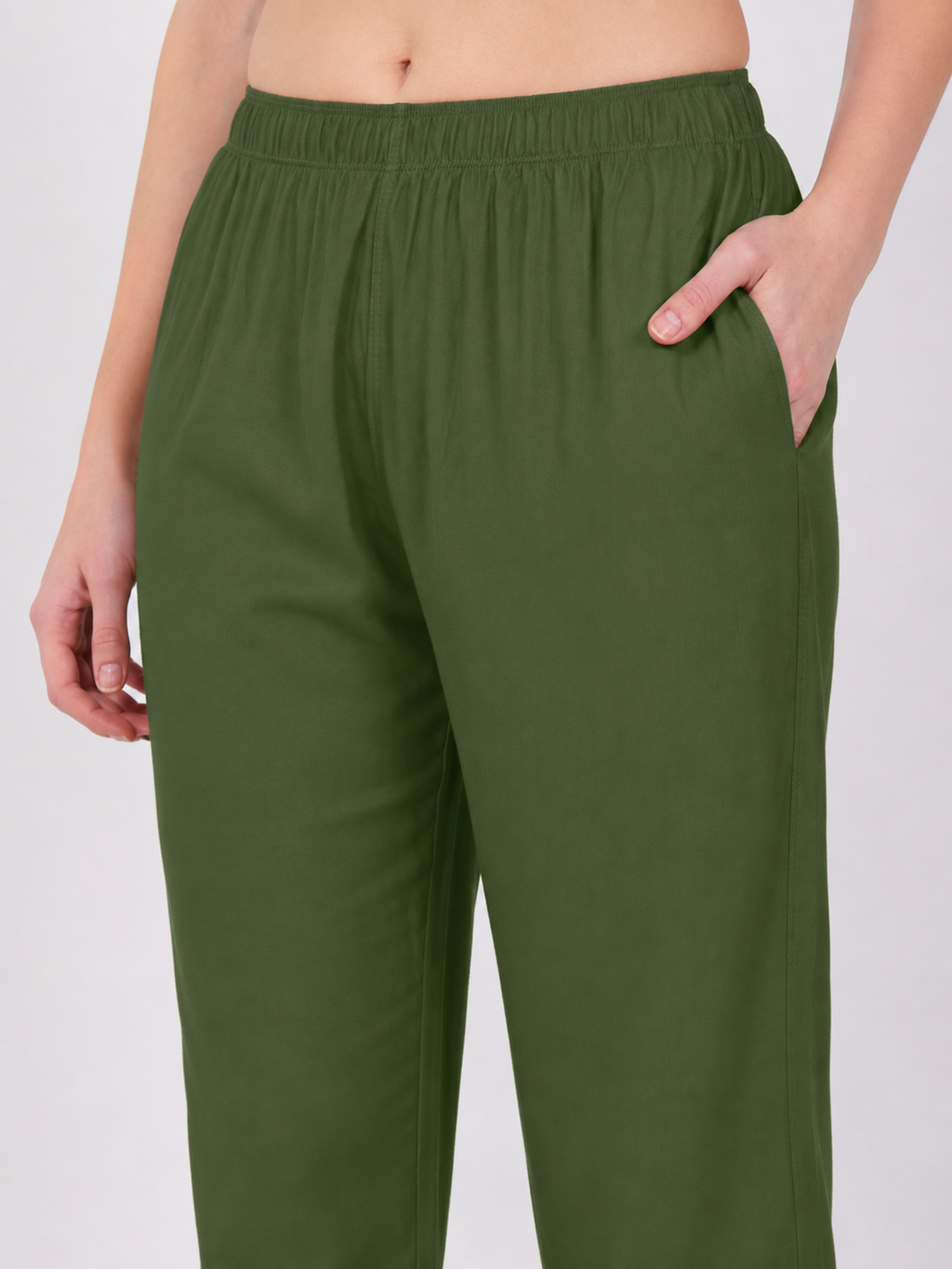 Stylish Women's Rayon Kurti Pants - Olive Green