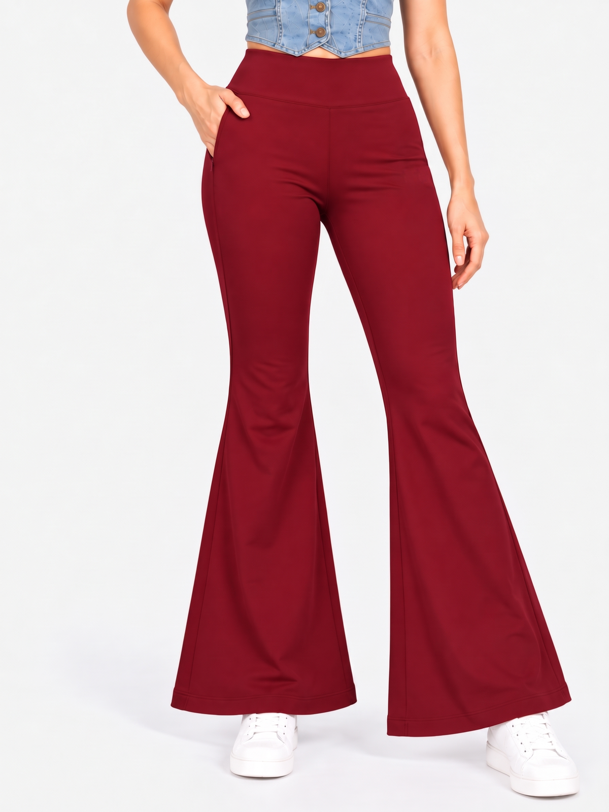 Super Soft Cotton Flared Pants - Maroon