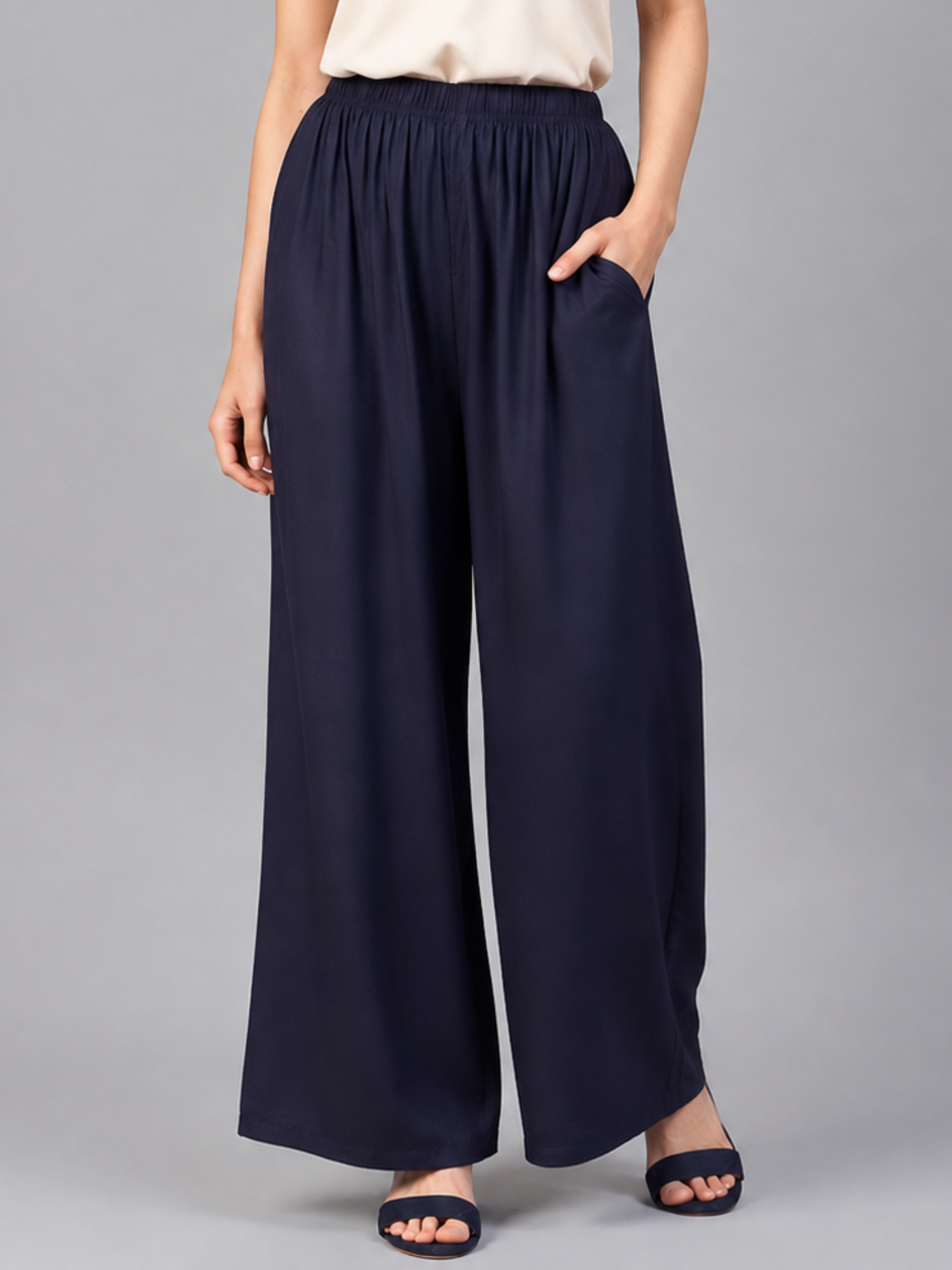 Stylish Women's Palazzo - Navy Blue
