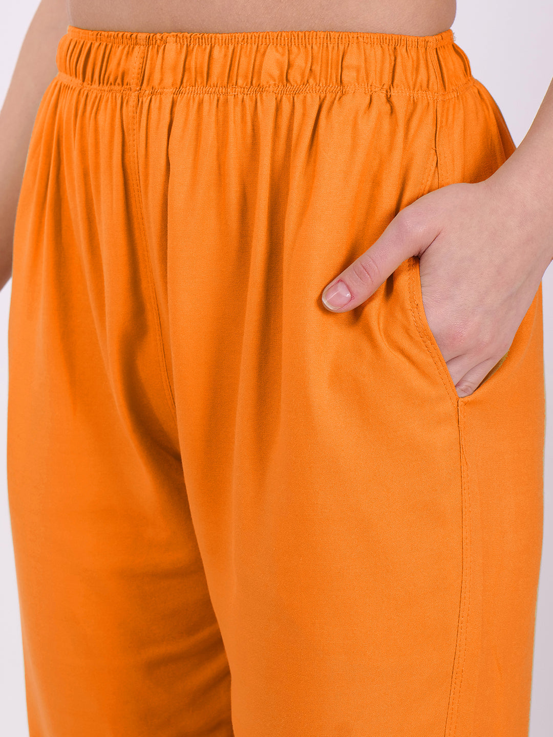 Stylish Women's Rayon Kurti Pants - Orange