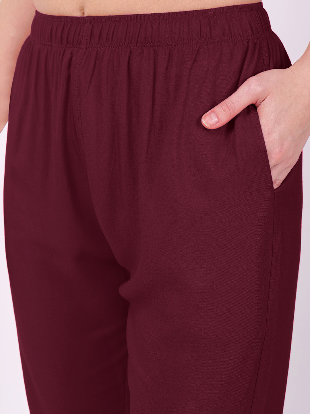 Stylish Women's Rayon Kurti Pants - Wine