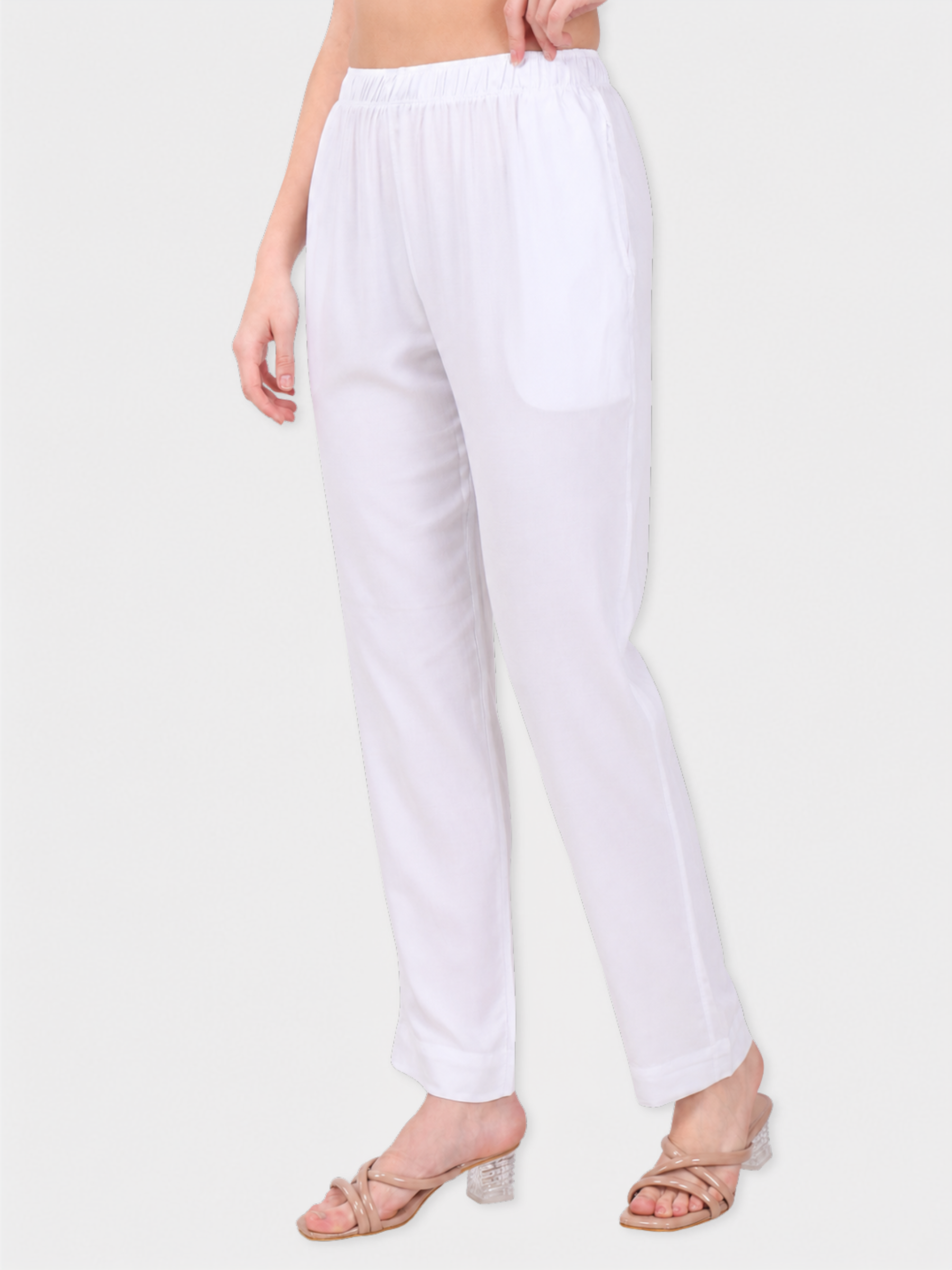 Stylish Women's Rayon Kurti Pants - White