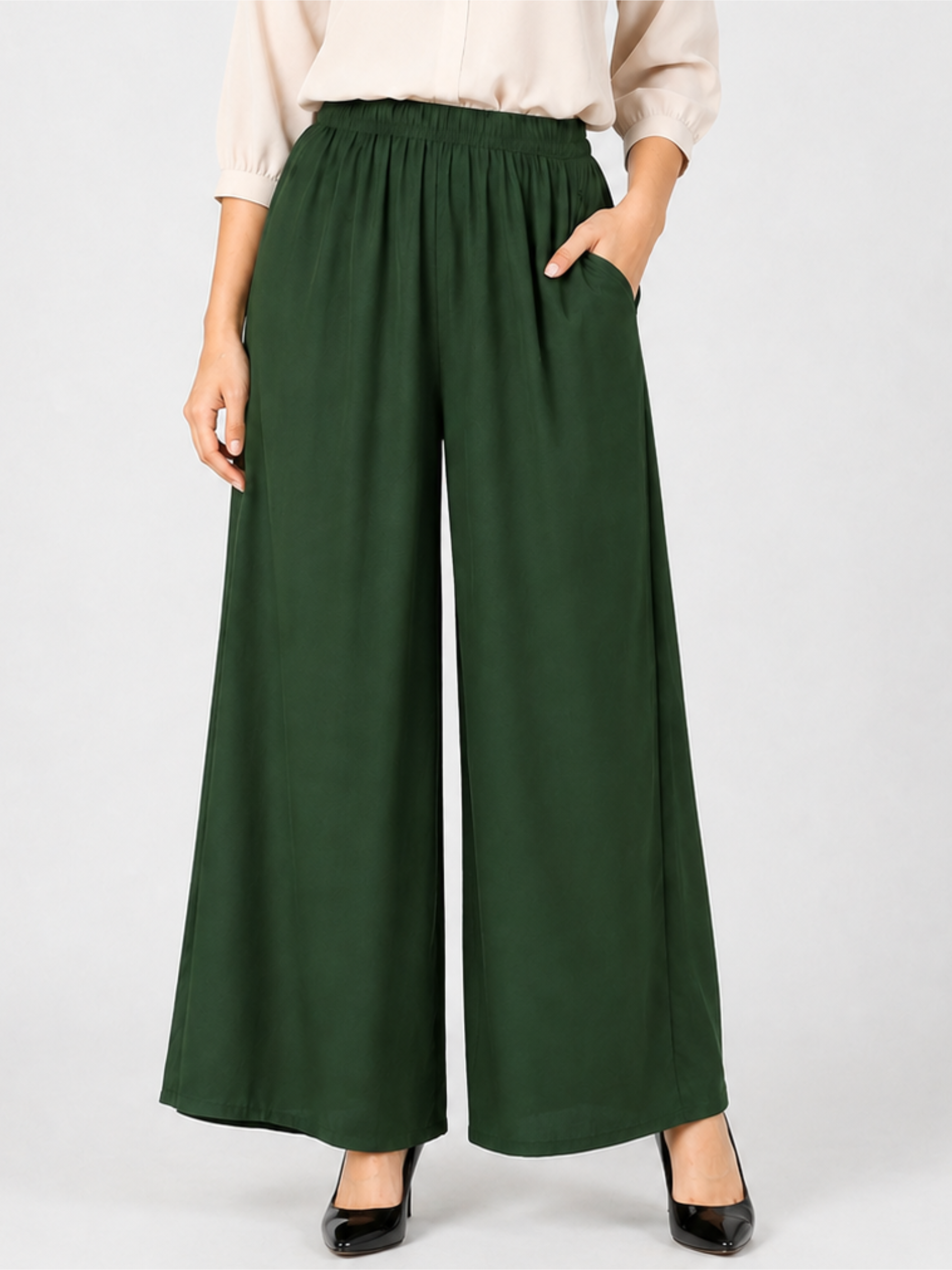 Stylish Women's Palazzo - Bottle Green