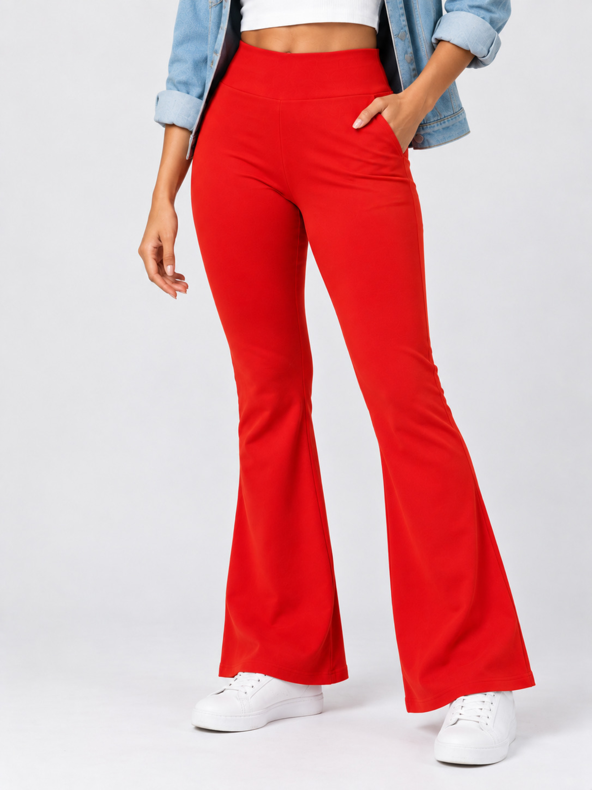 Super Soft Cotton Flared Pants - Red
