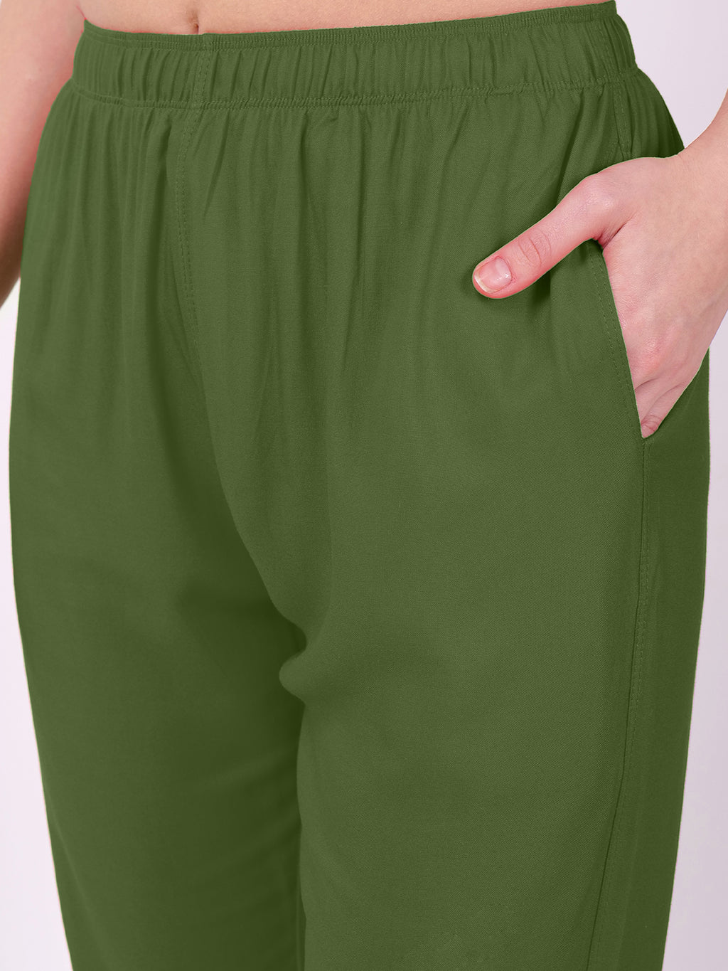 Stylish Women's Rayon Kurti Pants - Olive Green