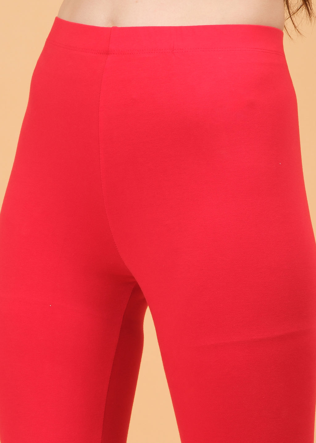 Women Cropped Leggings - Red