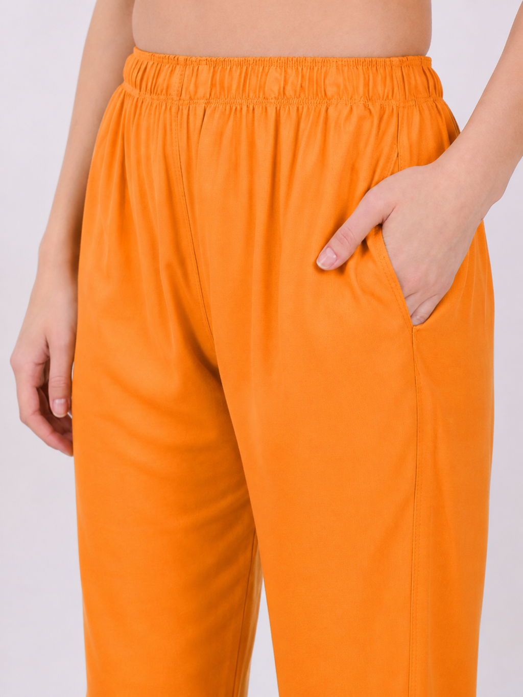Stylish Women's Rayon Kurti Pants - Orange