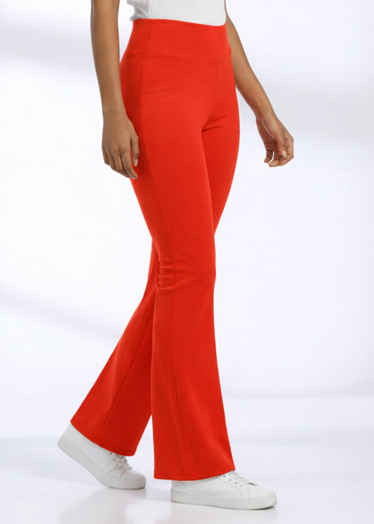 Super Soft Cotton Flared Pants - Red